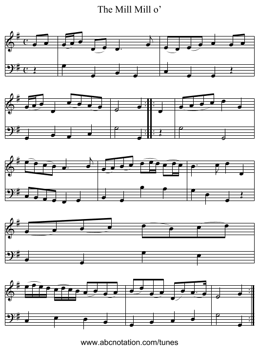 Mill Mill o’, The - staff notation