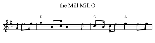Mill Mill O, the  - staff notation