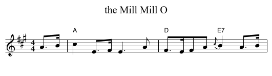 Mill Mill O, the  - staff notation