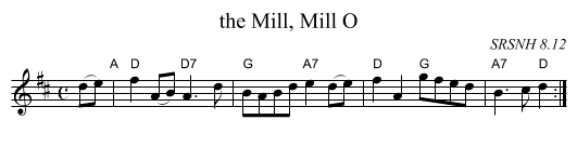 Mill, Mill O, the  - staff notation