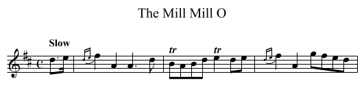 Mill Mill O, The - staff notation