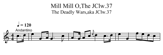 Mill Mill O,The JClw.37 - staff notation