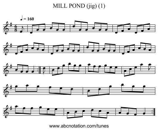 MILL POND (jig) (1) - staff notation