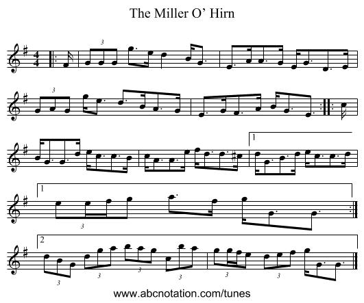 Miller O’ Hirn, The - staff notation
