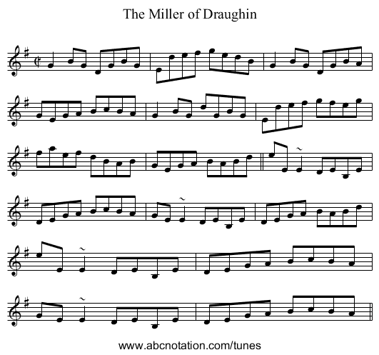 Miller of Draughin, The - staff notation