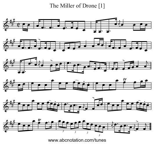 Miller of Drone [1], The - staff notation
