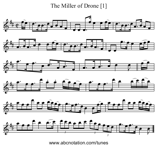 Miller of Drone [1], The - staff notation