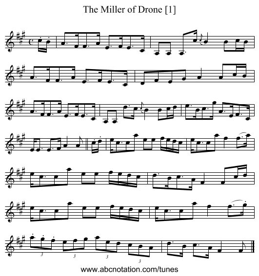 Miller of Drone [1], The - staff notation