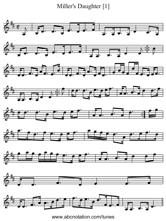Miller's Daughter [1] - staff notation