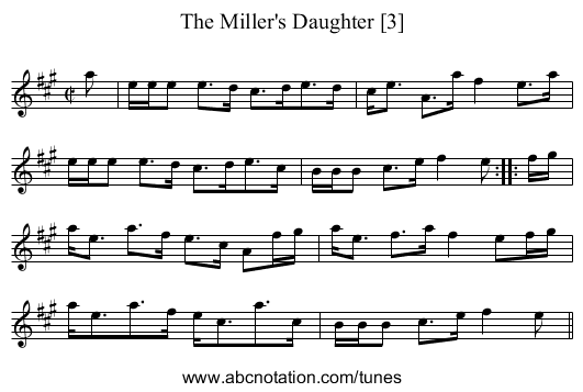Miller's Daughter [3], The - staff notation