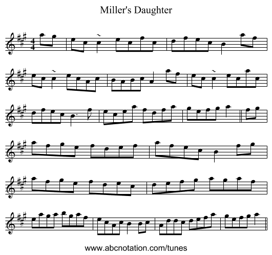 Miller's Daughter - staff notation