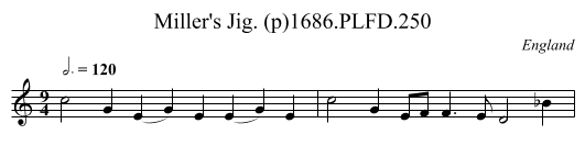 Miller's Jig. (p)1686.PLFD.250 - staff notation