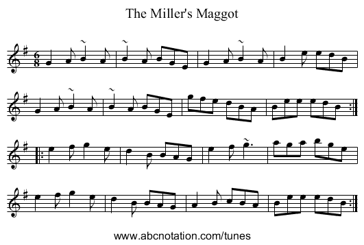 Miller's Maggot, The - staff notation