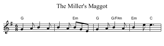 Miller's Maggot, The - staff notation