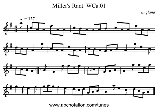 Miller's Rant. WCa.01 - staff notation