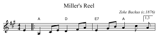Miller's Reel - staff notation