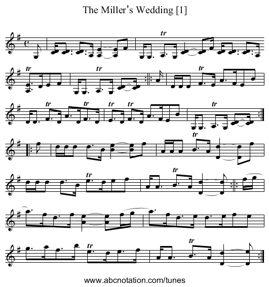 Miller’s Wedding [1], The - staff notation