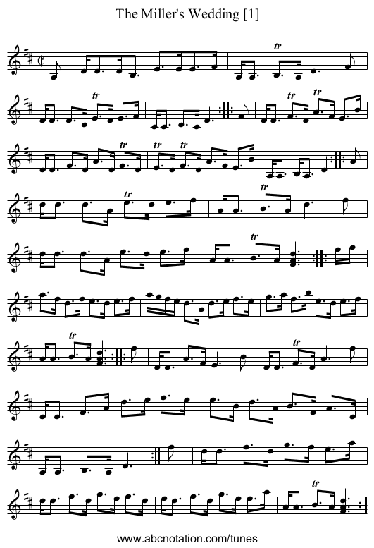 Miller's Wedding [1], The - staff notation