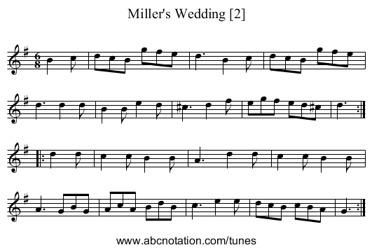 Miller's Wedding [2] - staff notation