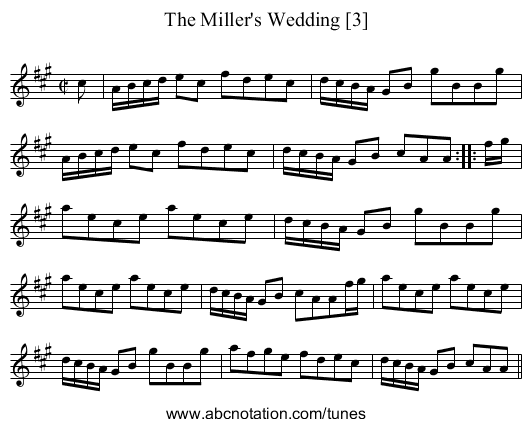 Miller's Wedding [3], The - staff notation