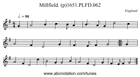 Millfield. (p)1651.PLFD.062 - staff notation