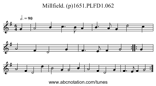 Millfield. (p)1651.PLFD1.062 - staff notation