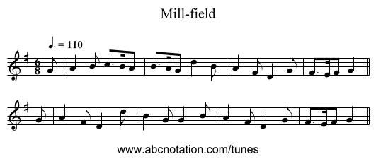 Mill-field - staff notation