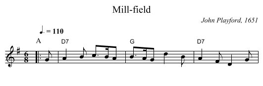 Mill-field - staff notation