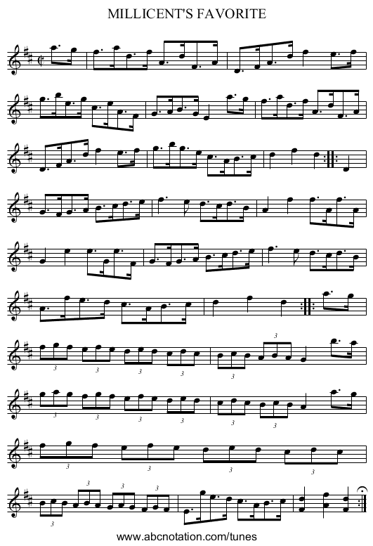 MILLICENT'S FAVORITE - staff notation