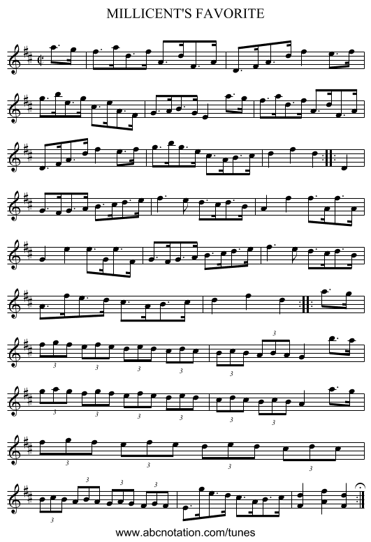 MILLICENT'S FAVORITE - staff notation