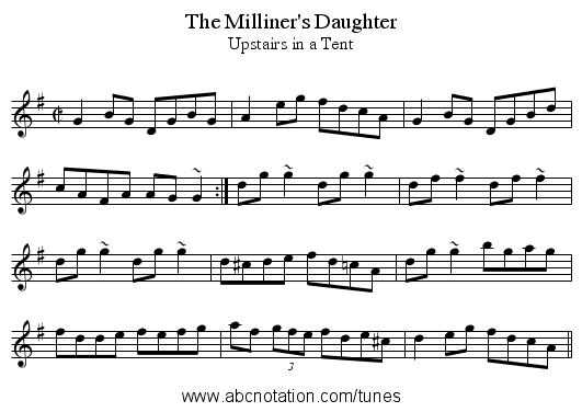 Milliner's Daughter, The - staff notation