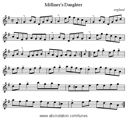 Milliner's Daughter - staff notation