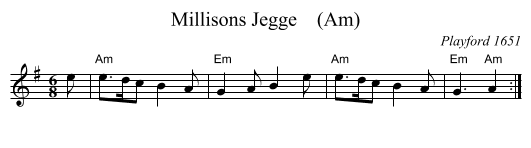 Millisons Jegge    (Am) - staff notation