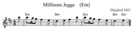 Millisons Jegge    (Em) - staff notation