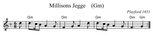 Millisons Jegge    (Gm) - staff notation