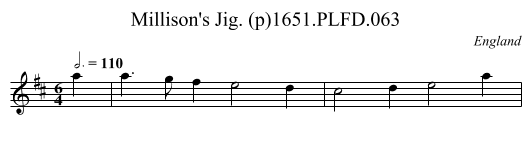 Millison's Jig. (p)1651.PLFD.063 - staff notation