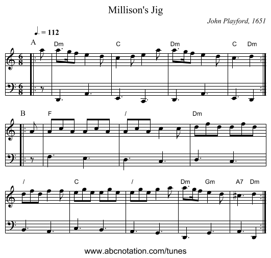 Millison's Jig - staff notation