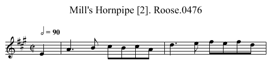 Mill's Hornpipe [2]. Roose.0476 - staff notation