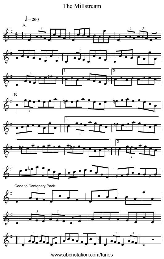 Millstream, The - staff notation