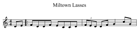 Miltown Lasses - staff notation
