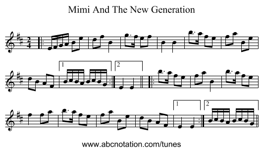 Mimi And The New Generation - staff notation