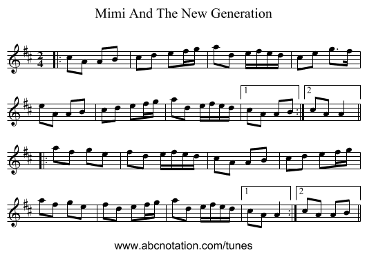 Mimi And The New Generation - staff notation