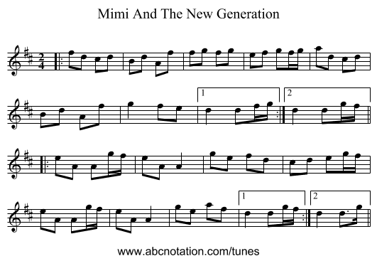 Mimi And The New Generation - staff notation