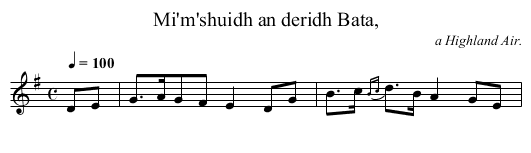 Mi'm'shuidh an deridh Bata, - staff notation