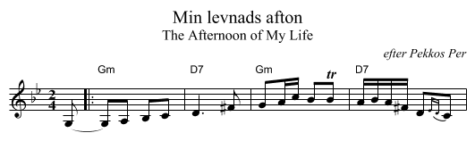 Min levnads afton - staff notation