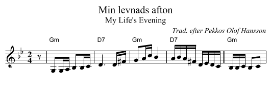 Min levnads afton - staff notation