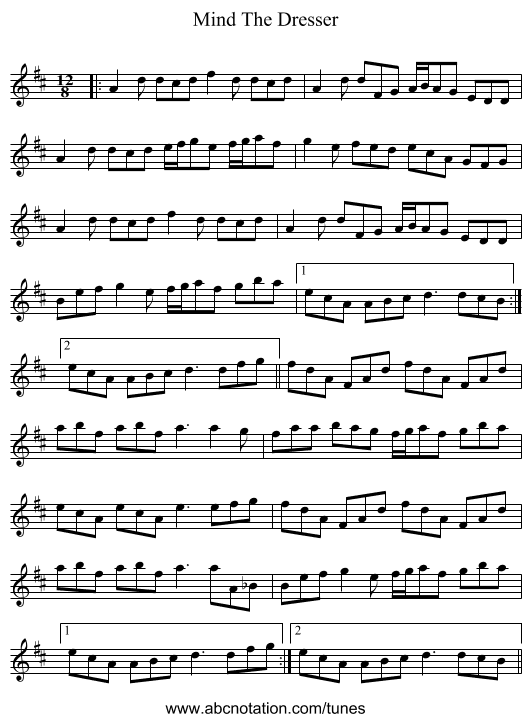 Mind The Dresser - staff notation