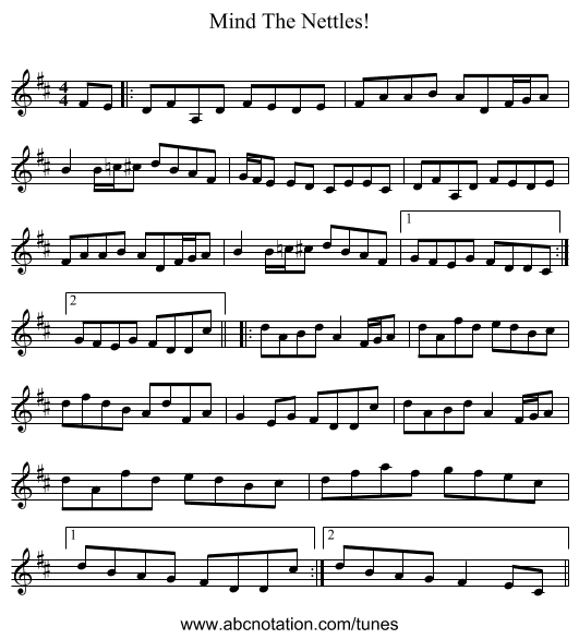 Mind The Nettles! - staff notation