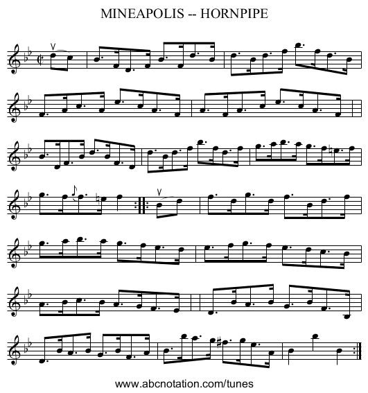 MINEAPOLIS -- HORNPIPE - staff notation