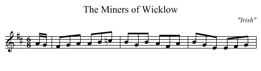 Miners of Wicklow, The - staff notation